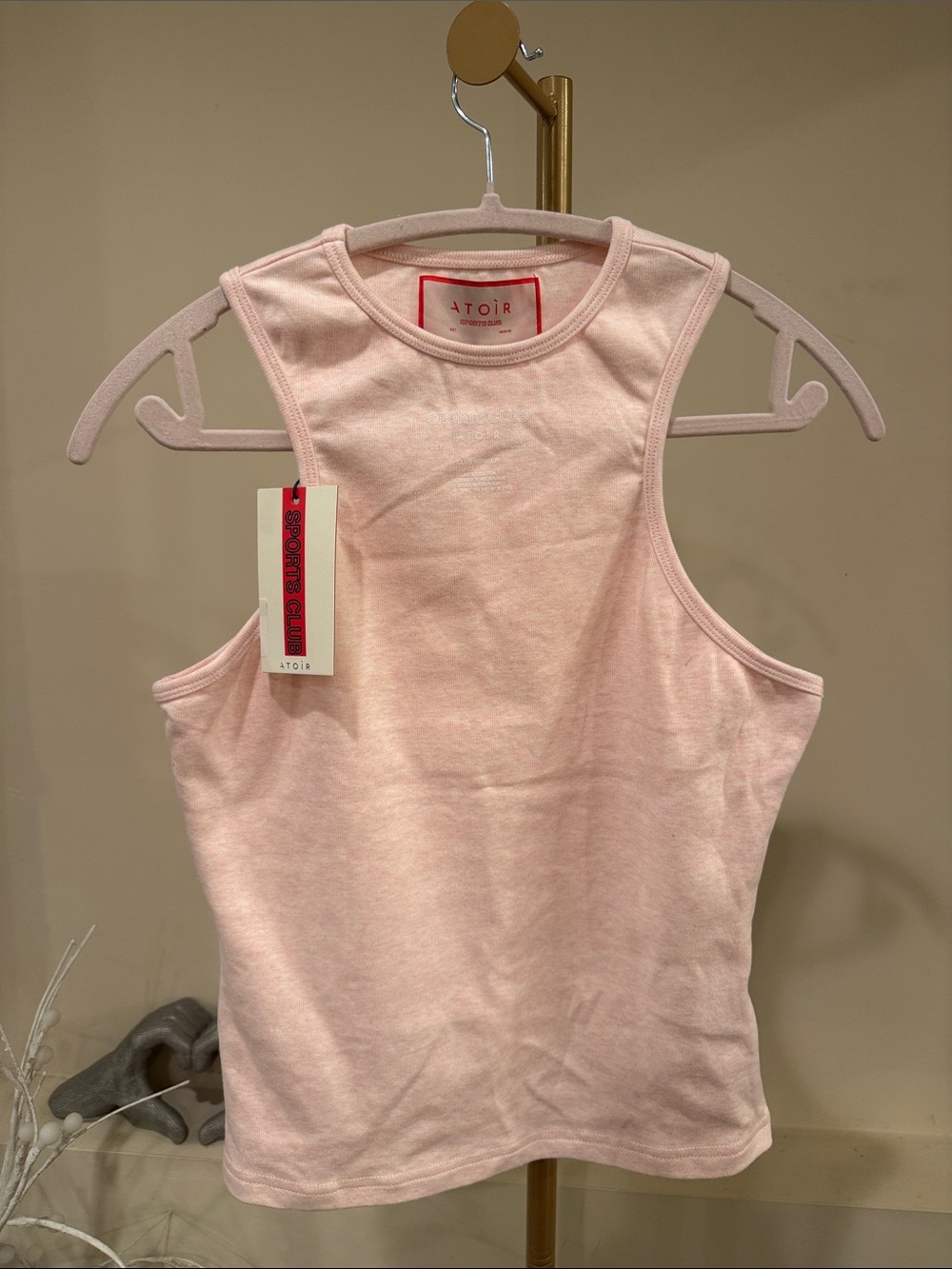 Atoir Pale Pink Ribbed Tank Top